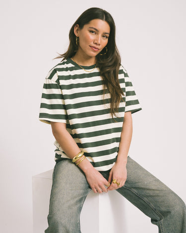 TILTIL Loua Tee Stripe Sage Green One Size - Things I Like Things I Love