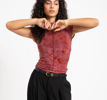 TILTIL Luna Hibiscus Shortsleeve Dark Roze - Things I Like Things I Love