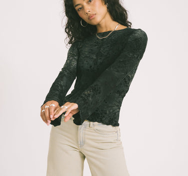 TILTIL Luna Longsleeve Crew Neck Flower Grey - Things I Like Things I Love