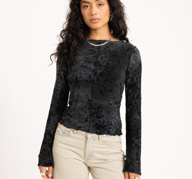 TILTIL Luna Longsleeve Crew Neck Flower Grey - Things I Like Things I Love