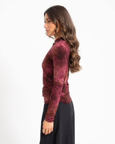 TILTIL Luna Longsleeve Draped Turtle Neck Bordeaux - Things I Like Things I Love