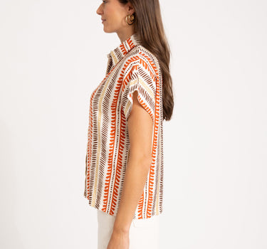 TILTIL Lyke Blouse Off - white Orange Print - Things I Like Things I Love