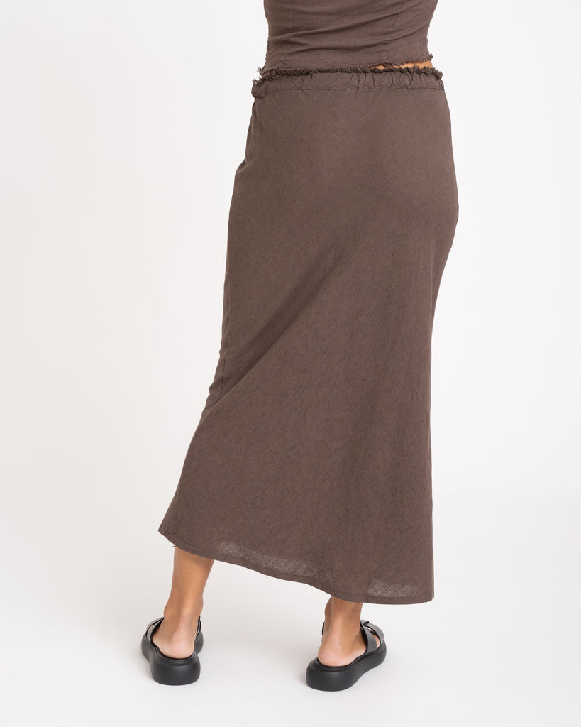TILTIL Marlou Linen Skirt Dark Brown - Things I Like Things I Love