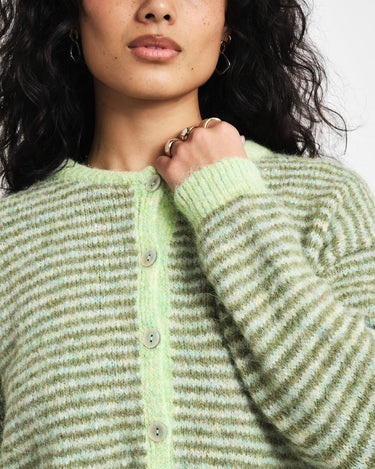 TILTIL Melis Cardigan Striped Matcha Green One Size - Things I Like Things I Love