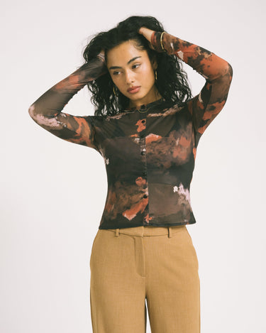 TILTIL Mesh Buttoned Longsleeve Black - Things I Like Things I Love