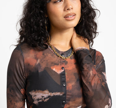 TILTIL Mesh Buttoned Longsleeve Black/Orange - Things I Like Things I Love