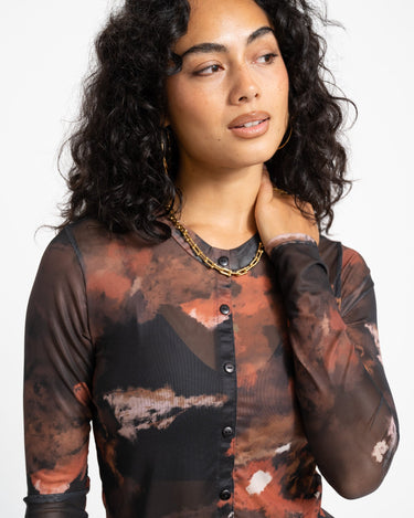 TILTIL Mesh Buttoned Longsleeve Black/Orange - Things I Like Things I Love