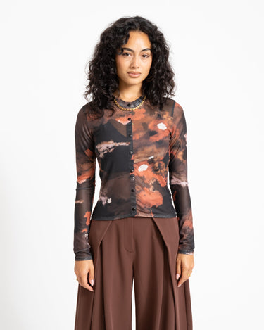 TILTIL Mesh Buttoned Longsleeve Black/Orange - Things I Like Things I Love