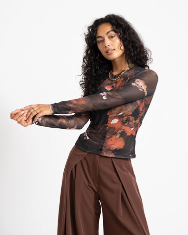 TILTIL Mesh Buttoned Longsleeve Black/Orange - Things I Like Things I Love
