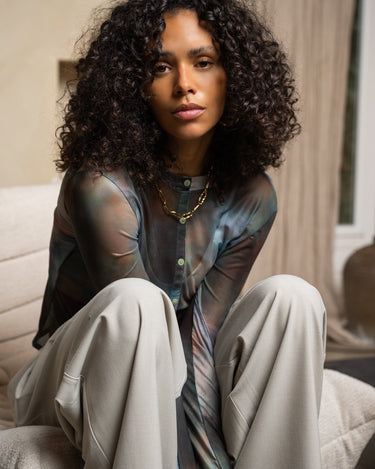 TILTIL Mesh Buttoned Longsleeve Terra - Things I Like Things I Love