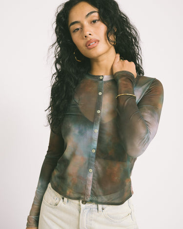 TILTIL Mesh Buttoned Longsleeve Terra - Things I Like Things I Love