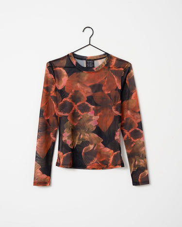 TILTIL Mesh Longsleeve Floral Orange - Things I Like Things I Love