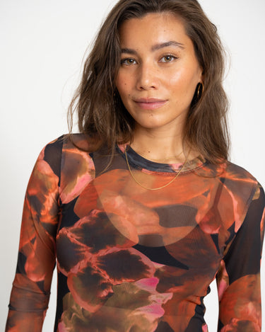 TILTIL Mesh Longsleeve Floral Orange - Things I Like Things I Love