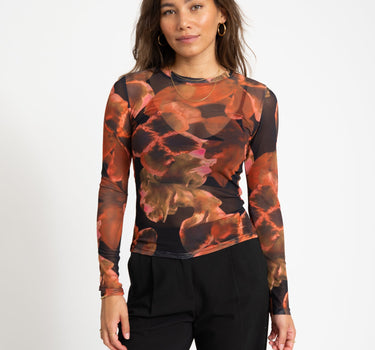 TILTIL Mesh Longsleeve Floral Orange - Things I Like Things I Love