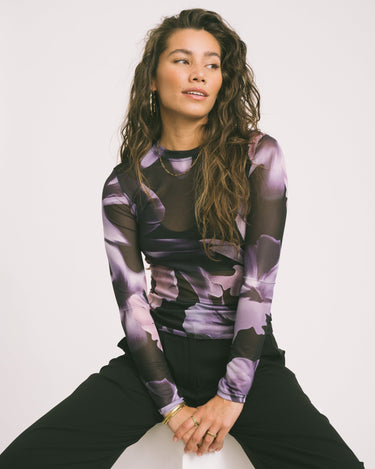 TILTIL Mesh Longsleeve Purple Floral - Things I Like Things I Love