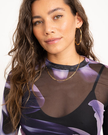 TILTIL Mesh Longsleeve Purple Floral - Things I Like Things I Love