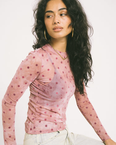 TILTIL Mesh Polkadot Longsleeve Dustypink - Things I Like Things I Love