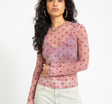 TILTIL Mesh Polkadot Longsleeve Dustypink - Things I Like Things I Love