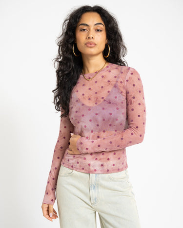 TILTIL Mesh Polkadot Longsleeve Dustypink - Things I Like Things I Love