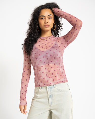 TILTIL Mesh Polkadot Longsleeve Dustypink - Things I Like Things I Love