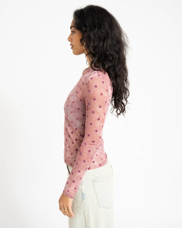 TILTIL Mesh Polkadot Longsleeve Dustypink - Things I Like Things I Love