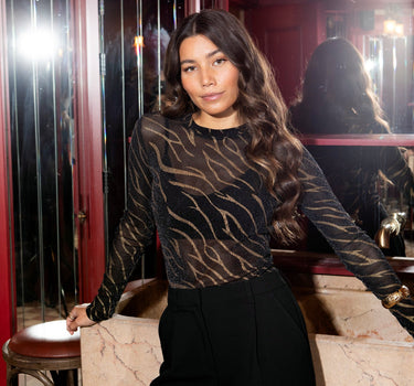 TILTIL Mesh Zebra Longsleeve Black Gold - Things I Like Things I Love