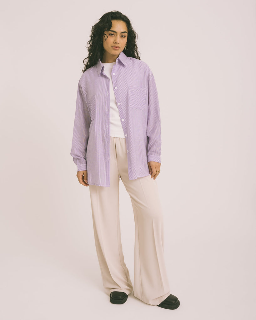 TILTIL Mia Blouse Purple White Stripe One Size - Things I Like Things I Love