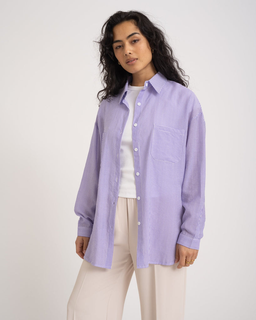 TILTIL Mia Blouse Purple White Stripe One Size - Things I Like Things I Love