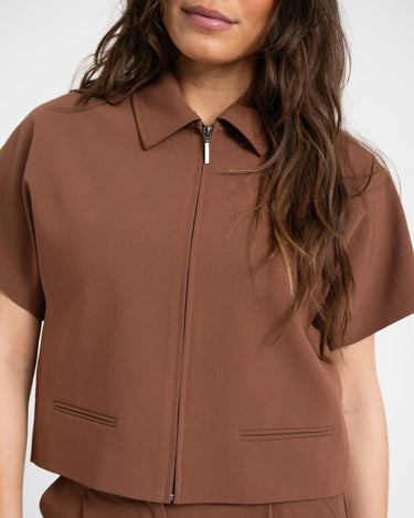 TILTIL Mida Shortsleeve Zipper Jacket Brown - Things I Like Things I Love
