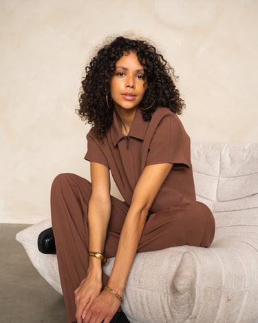 TILTIL Mida Shortsleeve Zipper Jacket Brown - Things I Like Things I Love