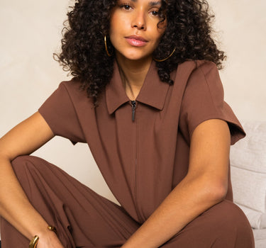 TILTIL Mida Shortsleeve Zipper Jacket Brown - Things I Like Things I Love