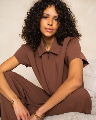 TILTIL Mida Shortsleeve Zipper Jacket Brown - Things I Like Things I Love