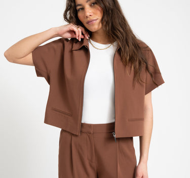 TILTIL Mida Shortsleeve Zipper Jacket Brown - Things I Like Things I Love