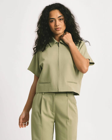 TILTIL Mida Shortsleeve Zipper Jacket Green - Things I Like Things I Love