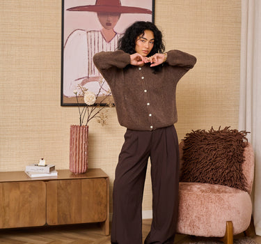 TILTIL Mirre Knitted Cardigan Brown One Size - Things I Like Things I Love