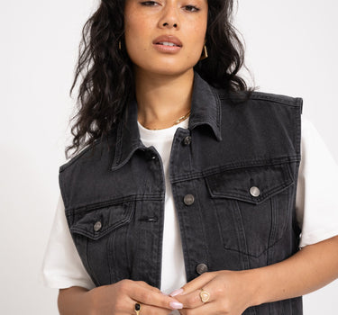 TILTIL Mirte Gilet Oversized Washed Grey - Things I Like Things I Love