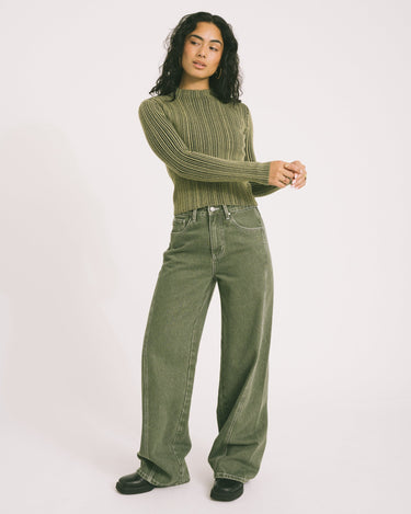TILTIL Missy Relaxed Seam Jeans Olive - Things I Like Things I Love