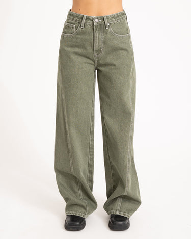 TILTIL Missy Relaxed Seam Jeans Olive - Things I Like Things I Love