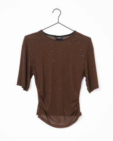 TILTIL Molly Mesh Sparkle Shortsleeve Bruin - Things I Like Things I Love