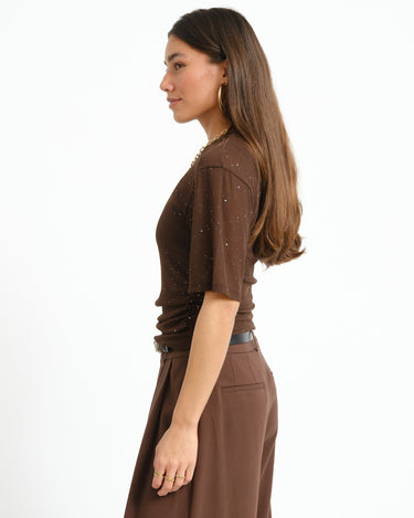 TILTIL Molly Mesh Sparkle Shortsleeve Bruin - Things I Like Things I Love