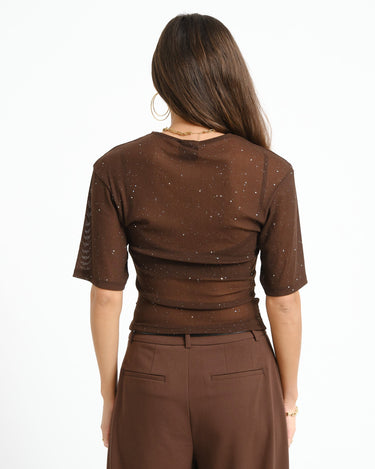 TILTIL Molly Mesh Sparkle Shortsleeve Bruin - Things I Like Things I Love