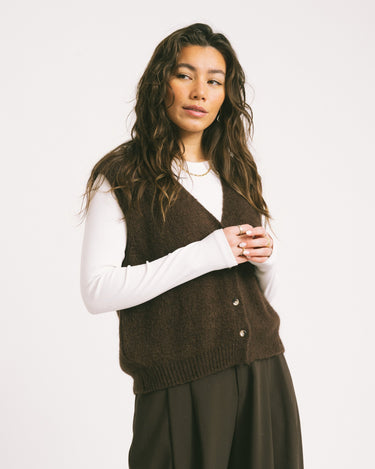 TILTIL Monica Gilet Dark Brown One Size - Things I Like Things I Love
