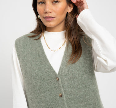 TILTIL Monica Gilet Melange Salvia Green One Size - Things I Like Things I Love