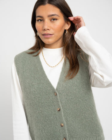 TILTIL Monica Gilet Melange Salvia Green One Size - Things I Like Things I Love