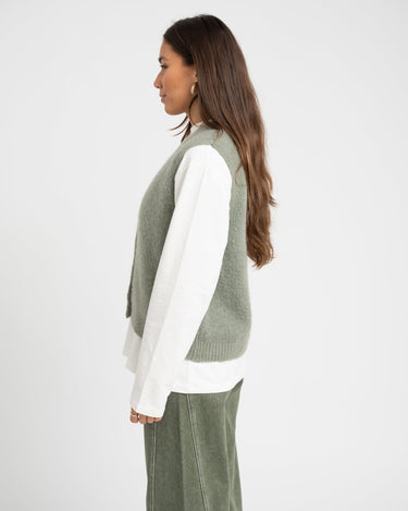 TILTIL Monica Gilet Melange Salvia Green One Size - Things I Like Things I Love