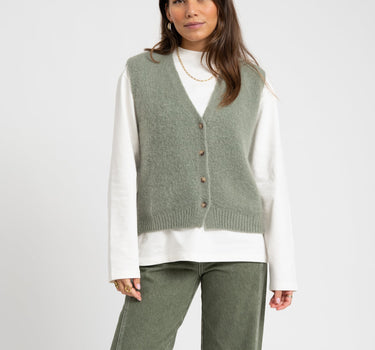 TILTIL Monica Gilet Melange Salvia Green One Size - Things I Like Things I Love