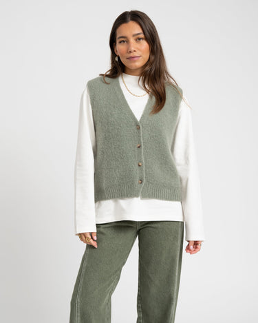 TILTIL Monica Gilet Melange Salvia Green One Size - Things I Like Things I Love