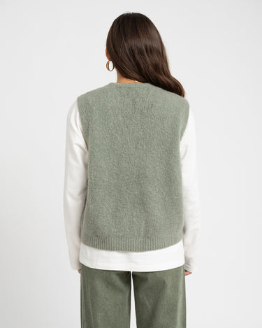 TILTIL Monica Gilet Melange Salvia Green One Size - Things I Like Things I Love