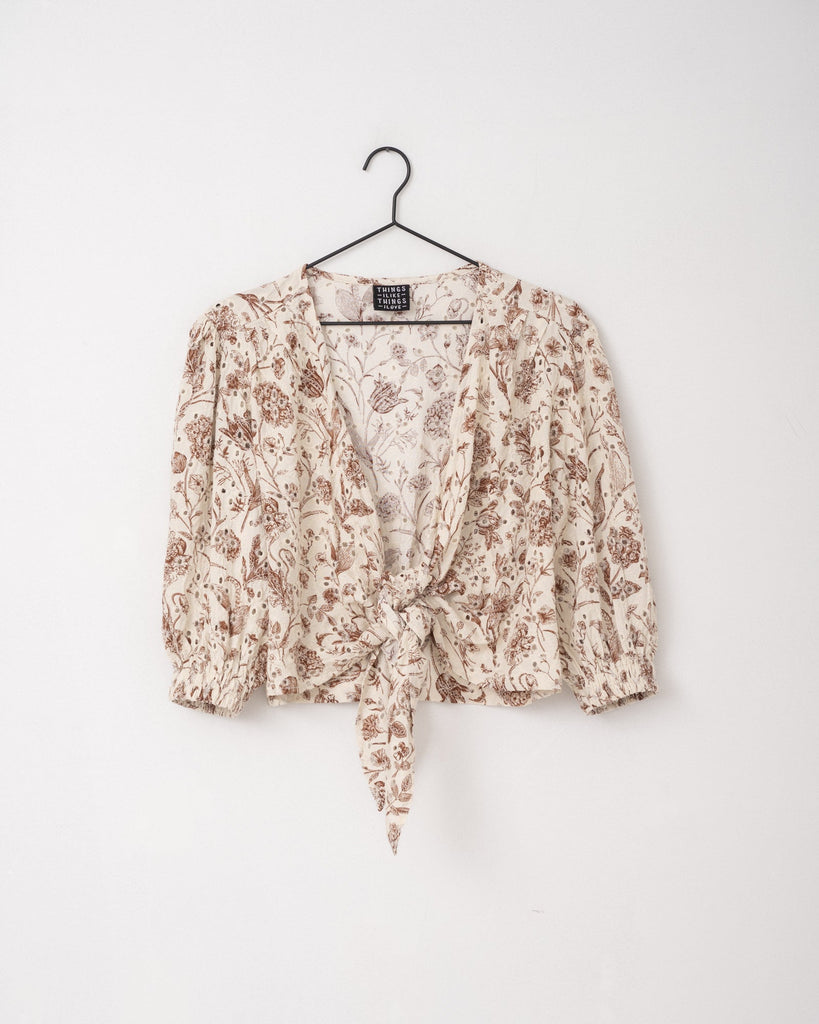 TILTIL Moony Top Embroidery Cream Brown - Things I Like Things I Love
