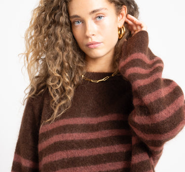 TILTIL Mulla Striped Mohair Pullover Bruin - Things I Like Things I Love
